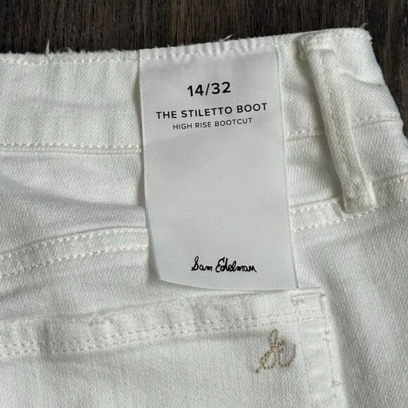 NWT Sam Edelman Jeans Stiletto Bootcut High Rise White Denim Pants Women's 14/32 - Picture 9 of 11